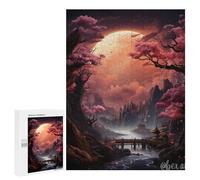 Jigsaw Puzzles for Adults 500 PCS Mystical Moonlit Sakura Valley Jigsaws for Adults Family Games Stress Reliever Birthday Present, Gifts, 500 PCS