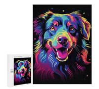 Jigsaw Puzzles for Adults 500 PCS Neon Australian Shepherd Adult Jigsaw Puzzle Family Game Presents for Women Birthday Present, Gifts, 500 PCS