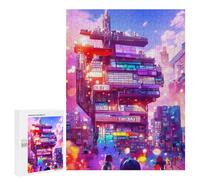 Jigsaw Puzzles for Adults 500 PCS Neon Cityscape Vibrant Urban Landscape Jigsaw Relaxing Games Analysis And Logic Unique Birthday And Xmas Gifts 500 PCS