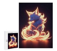 Jigsaw Puzzles for Adults 500 PCS Neon Fire Kitsune Fox Jigsaws for Adults Relax Games Presents for Women Gifts for Friends And Family 500 PCS