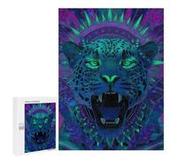Jigsaw Puzzles for Adults 500 PCS Neon Jaguar Art Print Jigsaw Puzzles for Teenagers Improve Memory Train Your Brain And Hands Stress Reduction Gifts 500 PCS