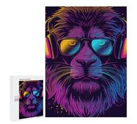Jigsaw Puzzles for Adults 500 PCS Neon Monkey Headphones Art Print Puzzles for Teenagers Precision Cutting Difficult And Challenge Birthday And Unique Gifts 500 PCS