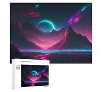 Jigsaw Puzzles for Adults 500 PCS Neon Mountains Under A Cosmic Sky Puzzle for Adults Relax Games Difficult Hard Gifts for Friends And Family 500 PCS