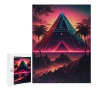 Jigsaw Puzzles for Adults 500 PCS Neon Pyramid Sunset Jigsaws for Adults Family Games Stress Reliever Birthday Present, Gifts, 500 PCS