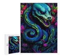 Jigsaw Puzzles for Adults 500 PCS Neon Serpent Amidst Flowers Puzzle for Adults Relax Games Difficult Hard Gifts for Friends And Family 500 PCS