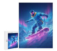 Jigsaw Puzzles for Adults 500 PCS Neon Snowboard Aurora Adventure Puzzles for Teenagers Precision Cutting Difficult And Challenge Birthday And Unique Gifts 500 PCS
