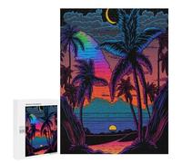 Jigsaw Puzzles for Adults 500 PCS Neon Tropical Sunset Jigsaw Puzzle Family Game But Fun And Humorous Birthday Present, Gifts, 500 PCS