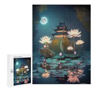 Jigsaw Puzzles for Adults 500 PCS Night Lotus Lantern Tower Jigsaws for Adults Fun Games Perfect Decoration Challenging To Complete 500 PCS
