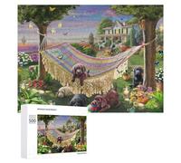 Jigsaw Puzzles for Adults 500 PCS Peaceful Garden with Dogs And Hammock Jigsaw Relaxing Games Analysis And Logic Unique Birthday And Xmas Gifts 500 PCS