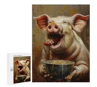 Jigsaw Puzzles for Adults 500 PCS Pig Spaghetti Ramen Noodle Jigsaw Puzzle Family Game But Fun And Humorous Birthday Present, Gifts, 500 PCS