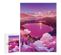 Jigsaw Puzzles for Adults 500 PCS Pink Lake Sunset Jigsaws for Adults Fun Games Perfect Decoration Challenging To Complete 500 PCS