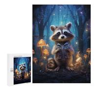 Jigsaw Puzzles for Adults 500 PCS Raccoon in Magical Forest Jigsaws for Adults Fun Games Perfect Decoration Challenging To Complete 500 PCS