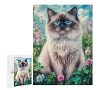 Jigsaw Puzzles for Adults 500 PCS Ragdoll Cat in A Flower Meadow Puzzle for Adults Hands-on Game Wall Decoration Fun Activities at Home 500 PCS