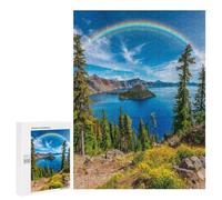 Jigsaw Puzzles for Adults 500 PCS Rainbow Over Crater Lake National Park Jigsaw Puzzles for Teenagers Improve Memory Train Your Brain And Hands Stress Reduction Gifts 500 PCS