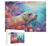Jigsaw Puzzles for Adults 500 PCS Sea Lion in Coral Paradise Jigsaw Relaxing Games Analysis And Logic Unique Birthday And Xmas Gifts 500 PCS