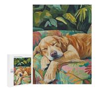 Jigsaw Puzzles for Adults 500 PCS Sleeping Golden Retriever Jigsaws for Adults Relax Games Presents for Women Gifts for Friends And Family 500 PCS