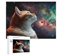 Jigsaw Puzzles for Adults 500 PCS Space Cat Dreams Celestial Whiskers Puzzle for Adults Relax Games Difficult Hard Gifts for Friends And Family 500 PCS