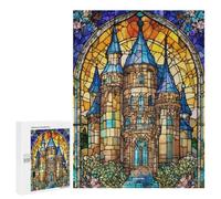 Jigsaw Puzzles for Adults 500 PCS Stained Glass Castles Adult Puzzles Brain Teaser Game Presents for Women Gifts for Friends And Family 500 PCS