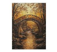 Jigsaw Puzzles for Adults 500 PCS Stone Bridge Autumn Forest Jigsaw Puzzle Toy Wall Decor Analysis And Logic Challenging To Complete 500 PCS