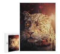 Jigsaw Puzzles for Adults 500 PCS The Leopard with The Rose Adult Puzzles Brain Teaser Game Presents for Women Gifts for Friends And Family 500 PCS