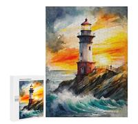 Jigsaw Puzzles for Adults 500 PCS The Lighthouse at Sunset Adult Puzzles Brain Teaser Game Presents for Women Gifts for Friends And Family 500 PCS