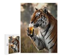 Jigsaw Puzzles for Adults 500 PCS Tiger Sipping A Beer Adult Jigsaw Puzzle Relax Games Wall Decoration Gifts for Friends And Family 500 PCS