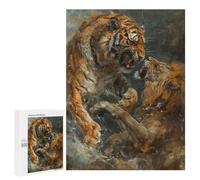 Jigsaw Puzzles for Adults 500 PCS Tiger VS Lion Fighting Art Jigsaws for Adults Toy Wall Decor Perfect Decoration Challenging To Complete 500 PCS