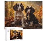 Jigsaw Puzzles for Adults 500 PCS Two English Springer Spaniels in Autumn Forest Jigsaws for Adults Toy Wall Decor Perfect Decoration Challenging To Complete 500 PCS