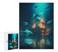 Jigsaw Puzzles for Adults 500 PCS Underwater Castle with Sharks Adult Puzzles Brain Teaser Game Presents for Women Gifts for Friends And Family 500 PCS