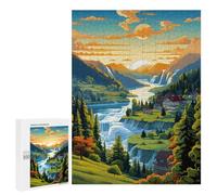 Jigsaw Puzzles for Adults 500 PCS Waterfall Valley Sunset Puzzle for Adults Relax Games Difficult Hard Gifts for Friends And Family 500 PCS