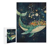 Jigsaw Puzzles for Adults 500 PCS Whale with Flowers in Space-6 Jigsaw Puzzles for Teenagers Improve Memory Train Your Brain And Hands Stress Reduction Gifts 500 PCS
