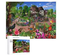 Jigsaw Puzzles for Adults 500 PCS Whimsical Garden with Cats And Flowers Puzzle for Adults Relax Games Difficult Hard Gifts for Friends And Family 500 PCS