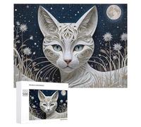 Jigsaw Puzzles for Adults 500 PCS Whimsical Night Cat Art Print Jigsaw Relaxing Games Analysis And Logic Unique Birthday And Xmas Gifts 500 PCS