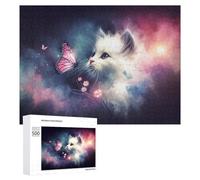 Jigsaw Puzzles for Adults 500 PCS Whispering Butterflies A Whimsical Cat's Tale Puzzle for Adults Relax Games Difficult Hard Gifts for Friends And Family 500 PCS
