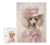 Jigsaw Puzzles for Adults 500 PCS White Poodle in Hat Puzzle for Adults Hands-on Game Wall Decoration Fun Activities at Home 500 PCS