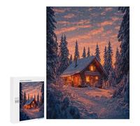 Jigsaw Puzzles for Adults 500 PCS Winter Cabin in Snowy Forest Puzzles for Teenagers Precision Cutting Difficult And Challenge Birthday And Unique Gifts 500 PCS