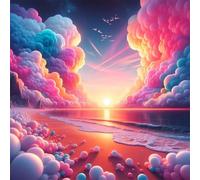 Jigsaw Puzzles for Adults 500 Piece,45x45 cm puzzle for adults Educational Game Challenge Toy 500 Pieces puzzles for Adult Home Decoration Puzzle Colorful Clouds Sunset Scenery