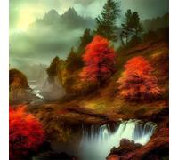 Jigsaw Puzzles for Adults 500 Piece,45x45 cm puzzle for adults Educational Game Challenge Toy 500 Pieces puzzles for Adult Home Decoration Puzzle Autumn Landscape Waterfall