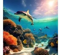 Jigsaw Puzzles for Adults 500 Piece,45x45 cm puzzle for adults Educational Game Challenge Toy 500 Pieces puzzles for Adult Home Decoration Puzzle Underwater World Dolphin