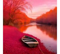 Jigsaw Puzzles for Adults 500 Piece,45x45 cm puzzle for adults Educational Game Challenge Toy 500 Pieces puzzles for Adult Home Decoration Puzzle Red Grove Boat Landscape