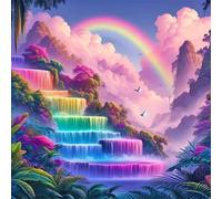 Jigsaw Puzzles for Adults 500 Piece,45x45 cm puzzle for adults Educational Game Challenge Toy 500 Pieces puzzles for Adult Home Decoration Puzzle Rainbow Waterfall Stairs