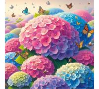 Jigsaw Puzzles for Adults 500 Piece,45x45 cm puzzle for adults Educational Game Challenge Toy 500 Pieces puzzles for Adult Home Decoration Puzzle Colorful Hydrangea Butterfly