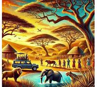 Jigsaw Puzzles For Adults 500 piece,African Tribal Scenery jigsaw puzzle 45x45 cm Challenging puzzles,DIY Puzzle for Home Decoration Family Perfect Game