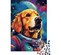 Jigsaw Puzzles for Adults 500 Piece Artistic Astronaut Golden Retriever Jigsaw Puzzles for Adults for Educational Games Home Decor 500pcs (52x38cm)