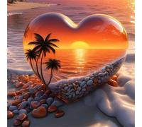 Jigsaw Puzzles for Adults 500 Piece Beach Orange Sunset 45x45cm, Creative puzzles for adults 500 Piece Funny and Artistic Christmas Birthday Gifts for Boys Girls