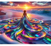 Jigsaw Puzzles for Adults 500 piece,Beach Rainbow Woman puzzles for adults,Classic Educational Games DIY Handwork Puzzle for Home Decor Gift