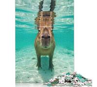Jigsaw Puzzles for Adults 500 Piece Capybara Underwater Portrait Puzzles for Adults Woodenboard Puzzles Funny Gift 500pcs (52x38cm)
