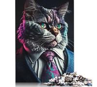 Jigsaw Puzzles for Adults 500 Piece Cat Business Man Jigsaw Puzzles for Adults for Educational Games Home Decor 500pcs (52x38cm)
