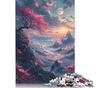 Jigsaw Puzzles For Adults 500 Piece Cherry Blossoms on The Cliff Wooden Puzzles Difficult Puzzles Educational Toy Gift Puzzle Games 500pcs (52x38cm)
