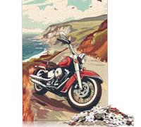 Jigsaw Puzzles for Adults 500 Piece Chopper Motorcycle Beach Puzzles for Adults Woodenboard Puzzles Funny Gift 500pcs (52x38cm)